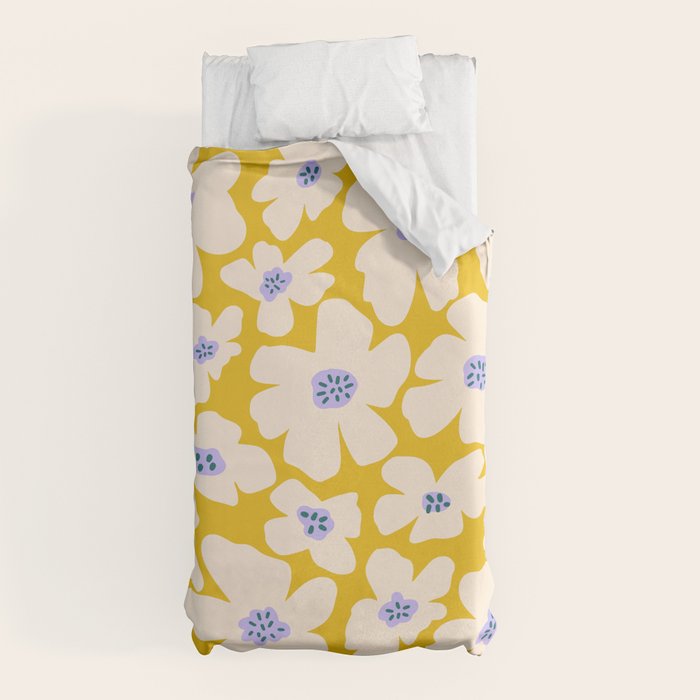Retro Daisy - yellow, white and purple Duvet Cover Gallery Image 10