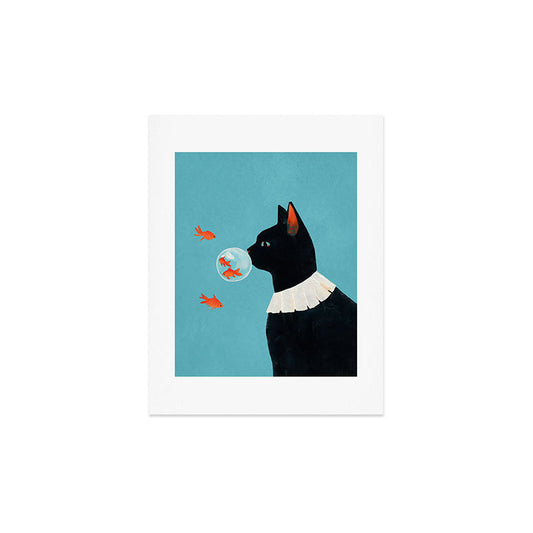 Cat and Goldfish Art Print Gallery Image 2