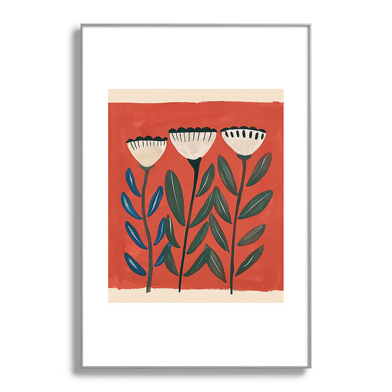 Terracotta Folk Blooms Framed Art Print Gallery Image 101