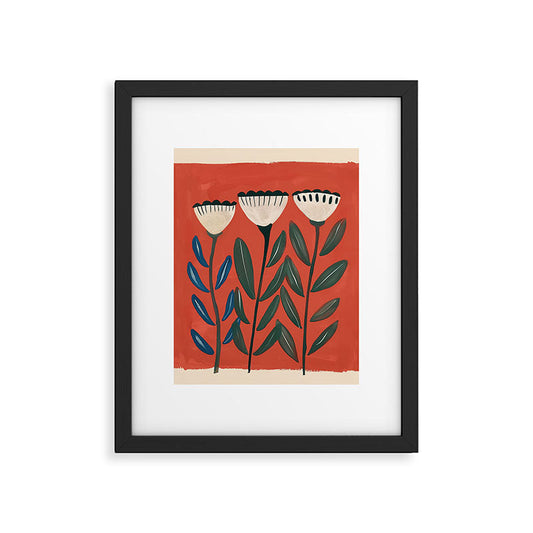 Terracotta Folk Blooms Framed Art Print Gallery Image 2