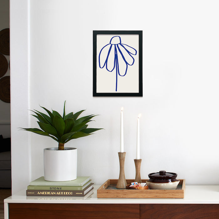 Minimal Flora 1 Dark Blue Framed Poster 9x12