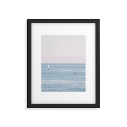 Ocean - Sail boat in calm sea - travel photography Framed Art Print Gallery Image 2