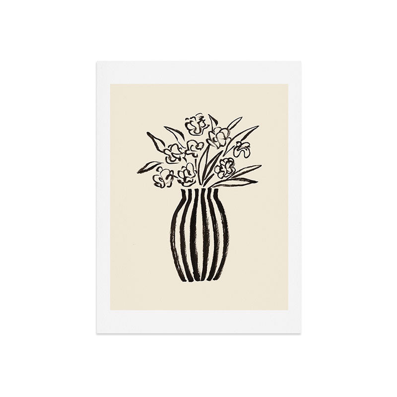 Stripe Flower Vase - Black and White Art Print Gallery Image 7