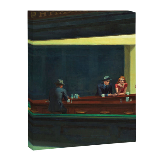 NIGHTHAWKS downtown diner late at night iconic cityscape oil on canvas painting by Edward Hopper Canvas Print Gallery Image 2