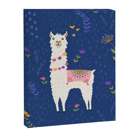 Llama on Blue Canvas Print Gallery Image 2