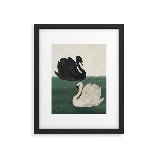 Black Swan White Swan Framed Art Print Gallery Image 2