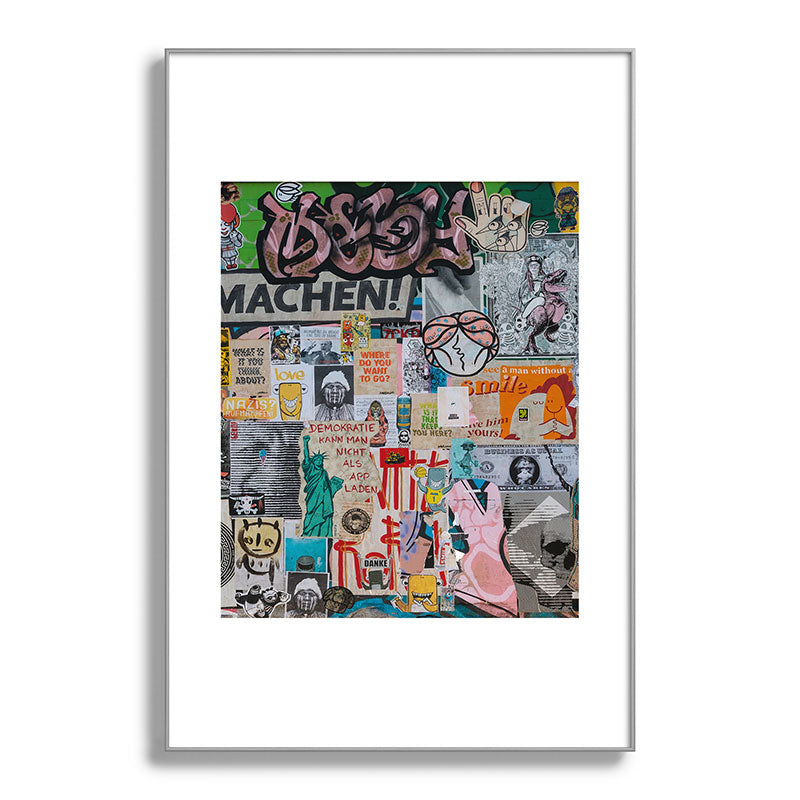 Sticker and graffiti wall background 2 - Berlin street art photography Framed Art Print Gallery Image 101
