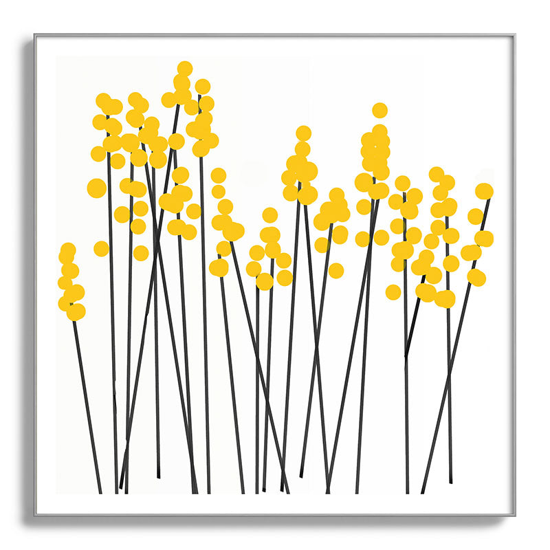 Hello Spring! Yellow/Black Retro Plants on White #decor #society6 #buyart Framed Art Print Gallery Image 142