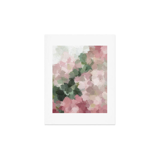 Blurry Bouquet - Forest Green Fuchsia Blush Dark Pink Abstract Flower Nature Painting Art Print Art Print Gallery Image 2