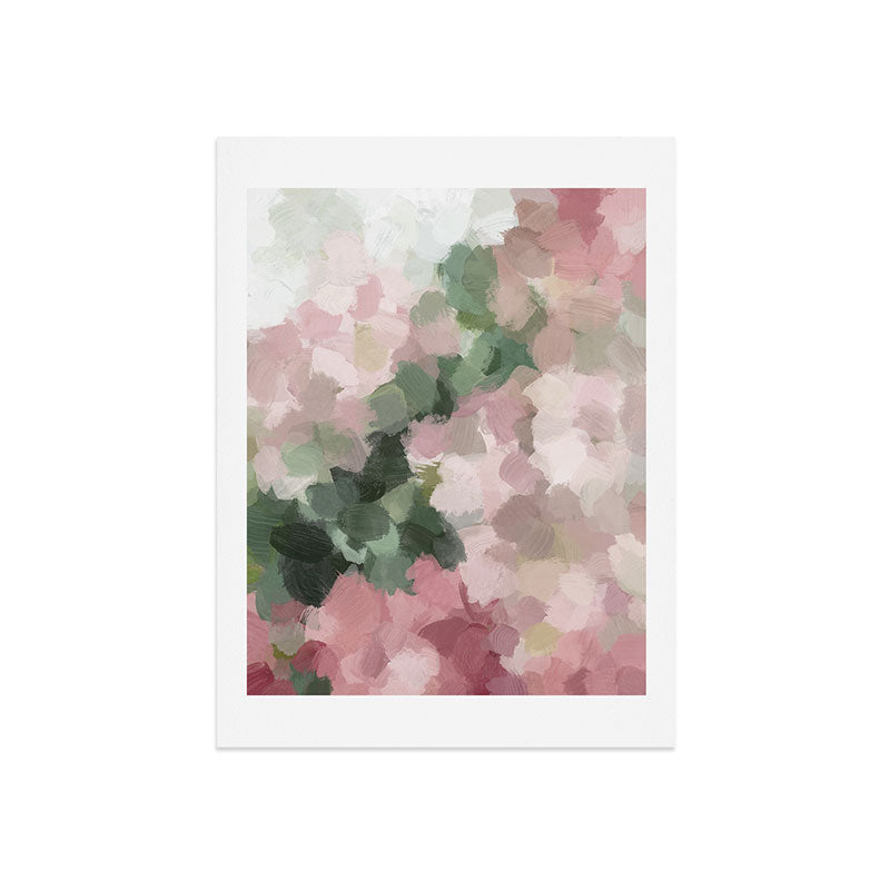 Blurry Bouquet - Forest Green Fuchsia Blush Dark Pink Abstract Flower Nature Painting Art Print Art Print Gallery Image 7