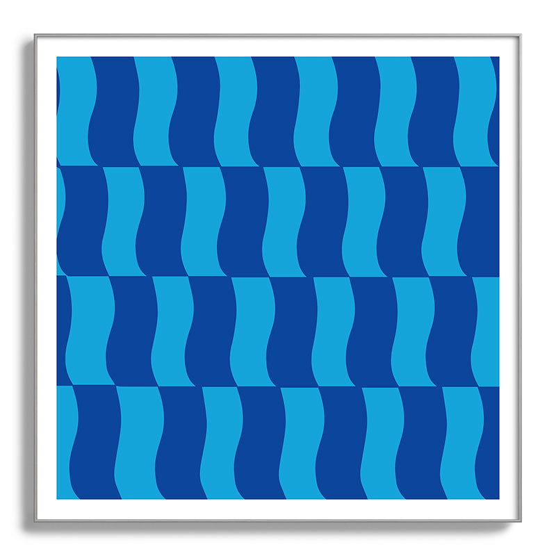 Cobalt Sky Wavy Blocks Framed Art Print Gallery Image 142