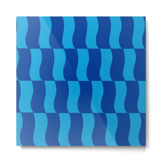 Cobalt Sky Wavy Blocks Metal Print Gallery Image 2