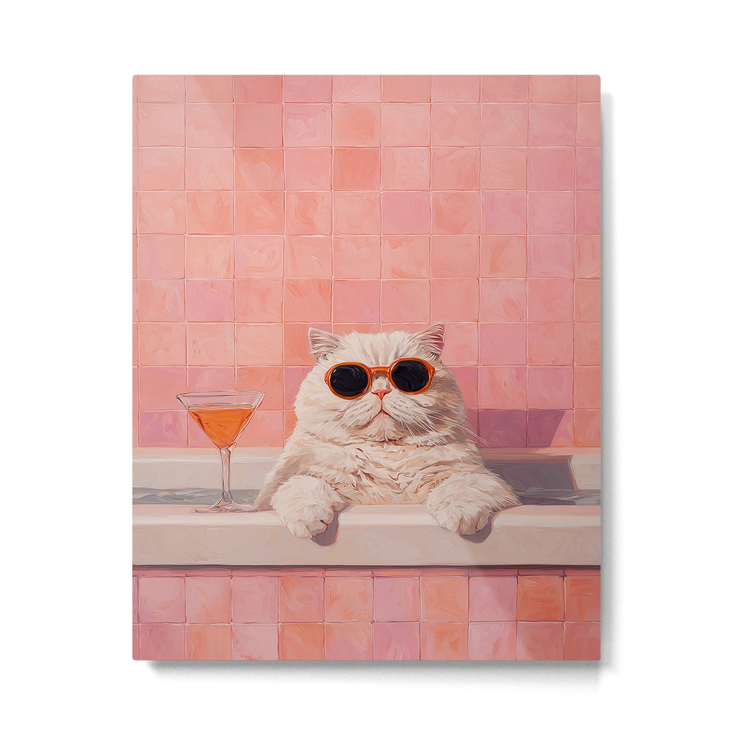 British ShortHair Cat in Tub, Colorful Whimsical Art Metal Print Gallery Image 3