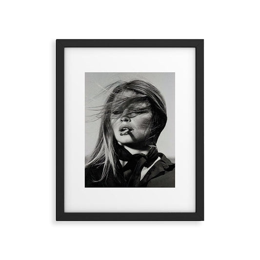 Brigitte Bardot Smoking a Cigarette, Black and White Photograph Framed Art Print Gallery Image 2