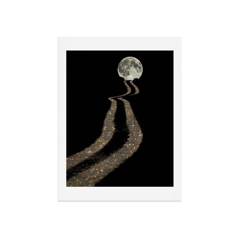 THE MOON | glitter | gold | path | full | planet | star | sky | night | glitter Art Print Gallery Image 7
