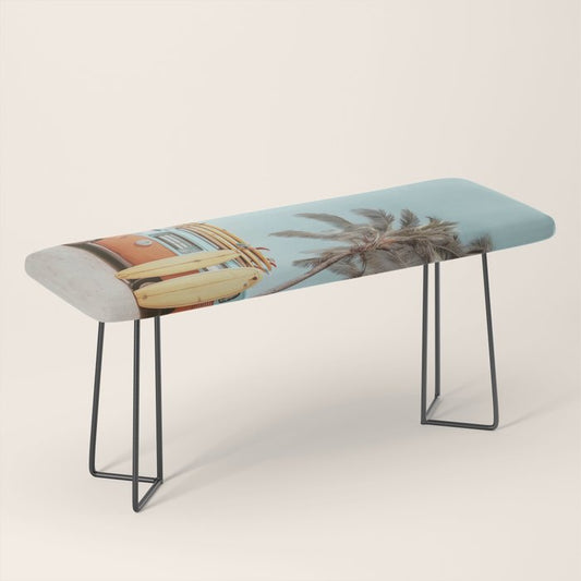 Surf Van II - Vintage Coastal Adventure Print Bench Gallery Image 1