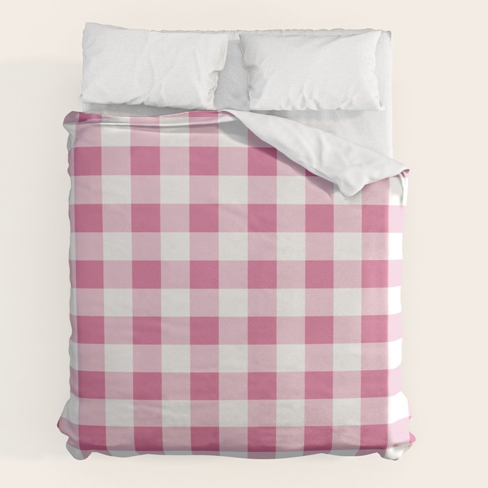 Gingham Large Pink White Duvet Cover Gallery Image 2