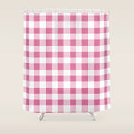 Gingham Large Pink White Shower Curtain Gallery Image 1