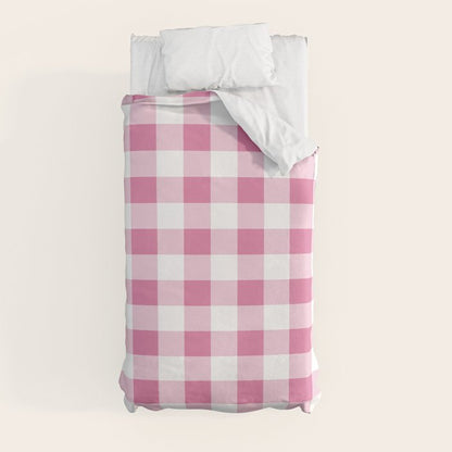 Gingham Large Pink White Duvet Cover Gallery Image 4