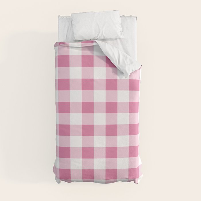Gingham Large Pink White Duvet Cover Gallery Image 9