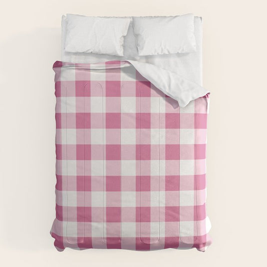 Gingham Large Pink White Comforter Gallery Image 1