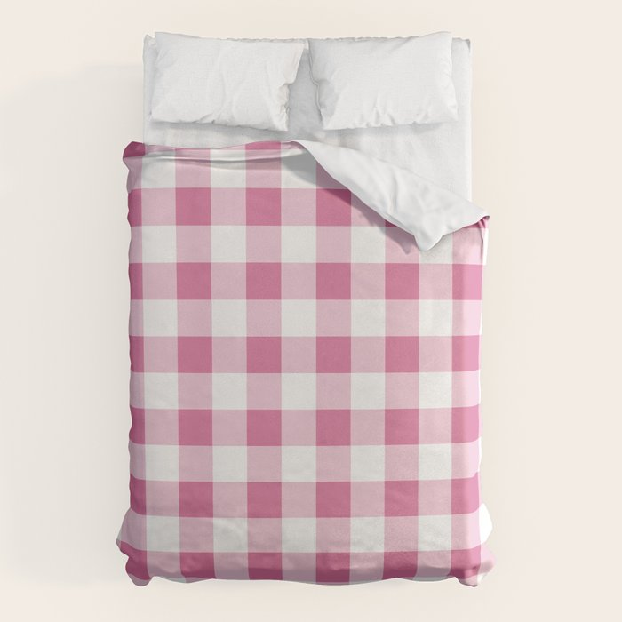 Gingham Large Pink White Duvet Cover Gallery Image 6