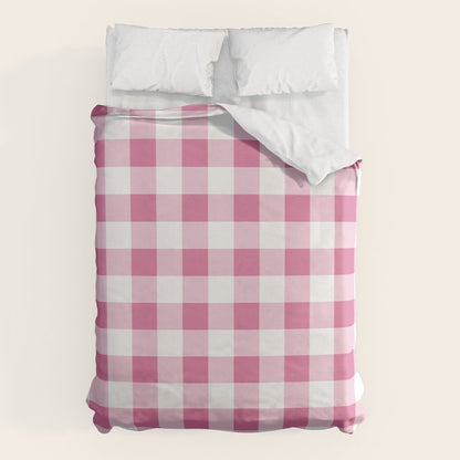 Gingham Large Pink White Duvet Cover Gallery Image 6