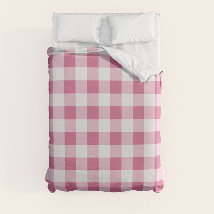 Gingham Large Pink White Duvet Cover Gallery Image 3