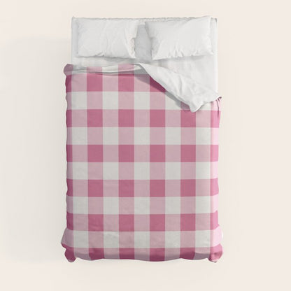 Gingham Large Pink White Duvet Cover Gallery Image 3