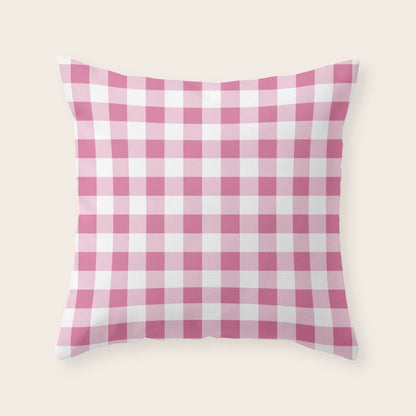 Gingham Large Pink White Throw Pillow Gallery Image 4