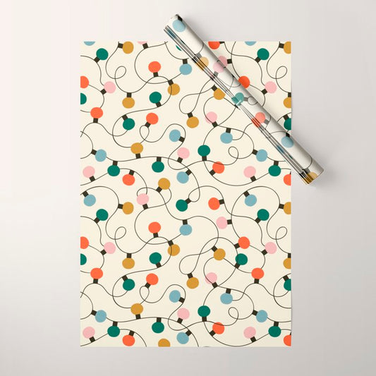 Vintage christmas lights art pattern Wrapping Paper Gallery Image 1