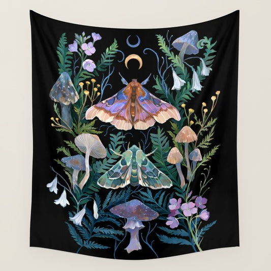 Sphinx Moth Moon Garden Wall Tapestry Gallery Image 1