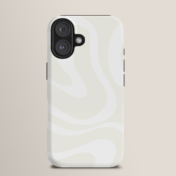 Modern Liquid Swirl Abstract Pattern in Barely There Eggshell on White iPhone Case Gallery Image 13