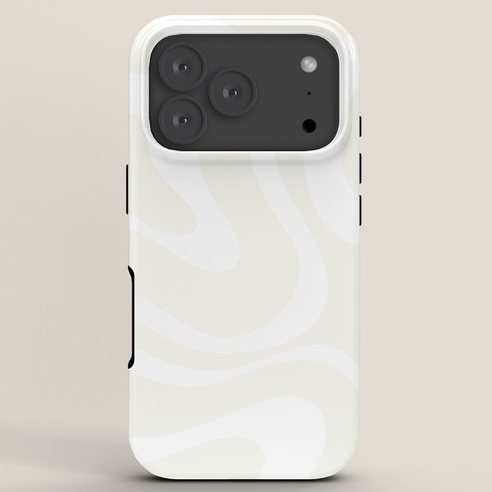 Modern Liquid Swirl Abstract Pattern in Barely There Eggshell on White iPhone Case Gallery Image 7