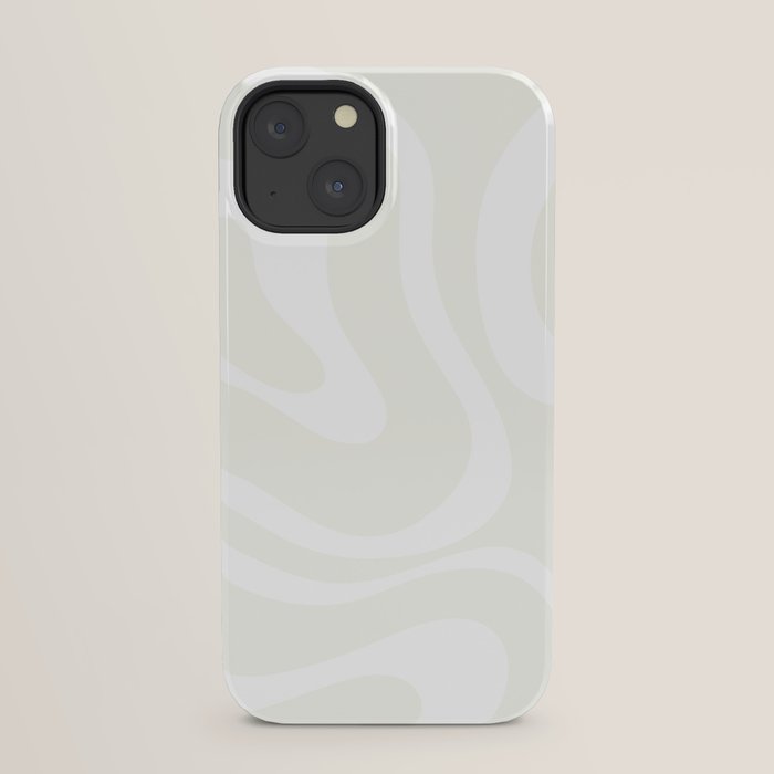 Modern Liquid Swirl Abstract Pattern in Barely There Eggshell on White iPhone Case Gallery Image 21
