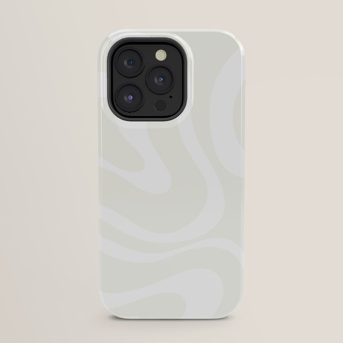 Modern Liquid Swirl Abstract Pattern in Barely There Eggshell on White iPhone Case Gallery Image 31