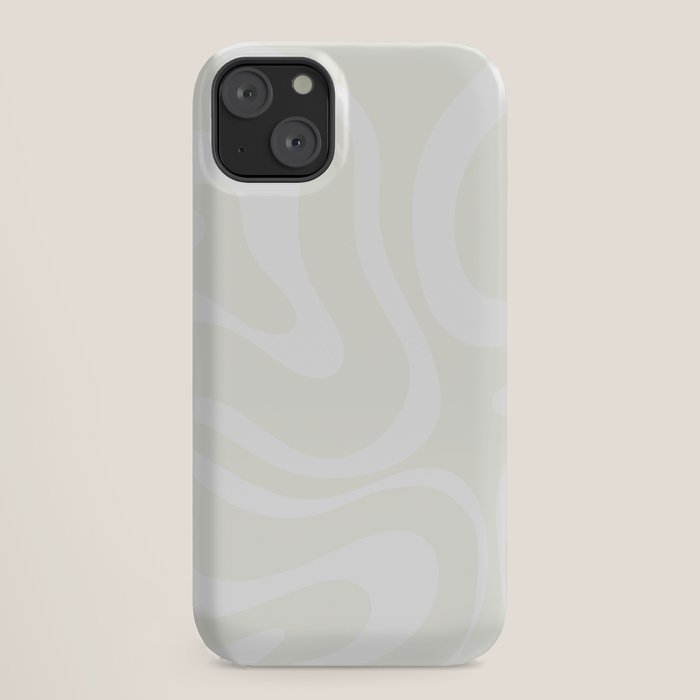 Modern Liquid Swirl Abstract Pattern in Barely There Eggshell on White iPhone Case Gallery Image 18