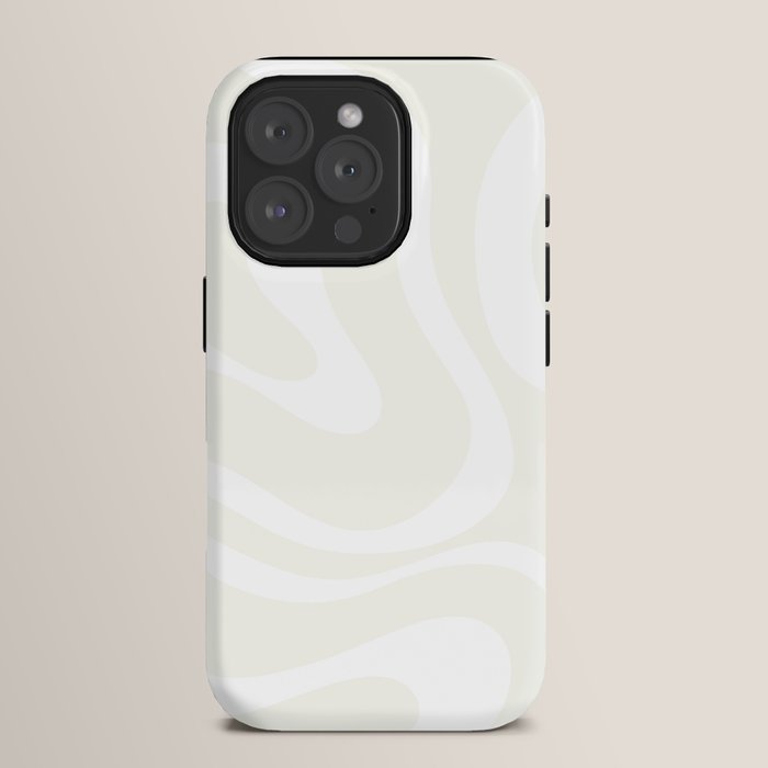 Modern Liquid Swirl Abstract Pattern in Barely There Eggshell on White iPhone Case Gallery Image 15