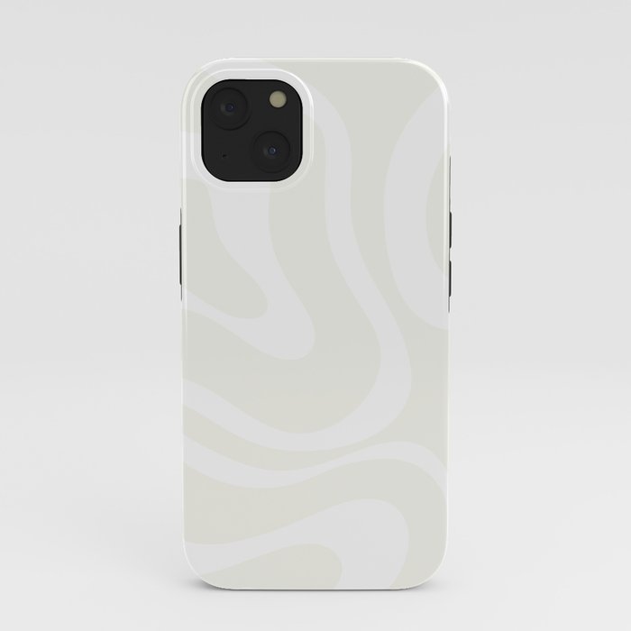 Modern Liquid Swirl Abstract Pattern in Barely There Eggshell on White iPhone Case Gallery Image 37