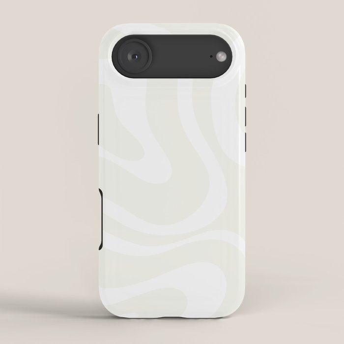 Modern Liquid Swirl Abstract Pattern in Barely There Eggshell on White iPhone Case Gallery Image 2