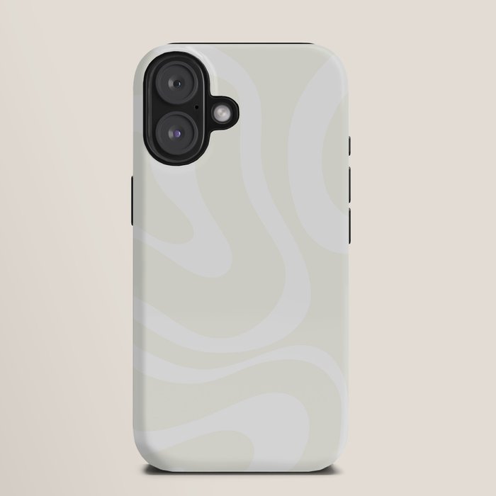 Modern Liquid Swirl Abstract Pattern in Barely There Eggshell on White iPhone Case Gallery Image 9