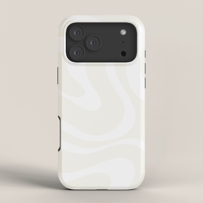 Modern Liquid Swirl Abstract Pattern in Barely There Eggshell on White iPhone Case Gallery Image 4