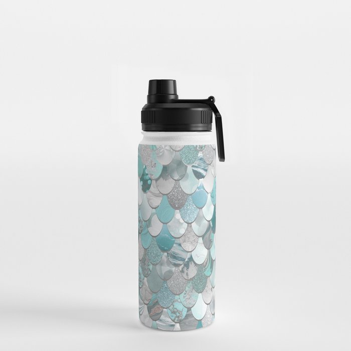 Mermaid Aqua and Grey Water Bottle Gallery Image 2