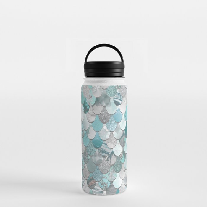 Mermaid Aqua and Grey Water Bottle Gallery Image 3
