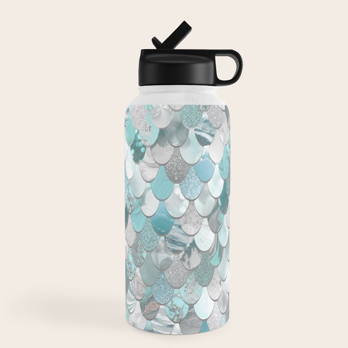 Mermaid Aqua and Grey Water Bottle Gallery Image 4