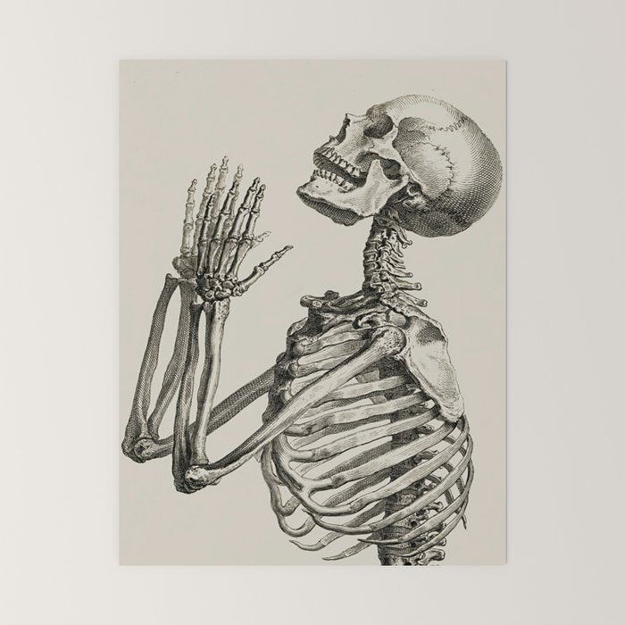 William Cheselden, Osteographia (The Anatomy of Bones), London, 1733 Praying Skeleton Mini Art Print Gallery Image 6