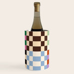 Retro 70s Colorful Patchwork Checkerboard Wine Chiller Gallery Image 1