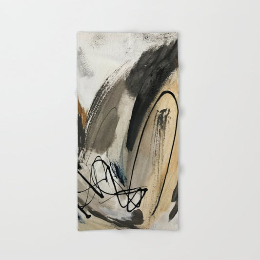 Drift [5]: a neutral abstract mixed media piece in black, white, gray, brown Bath Towel Gallery Image 2