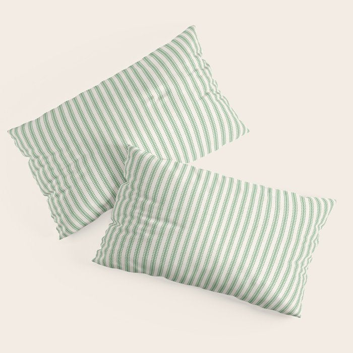 French Green Ticker Stripe Pillow Sham Gallery Image 2