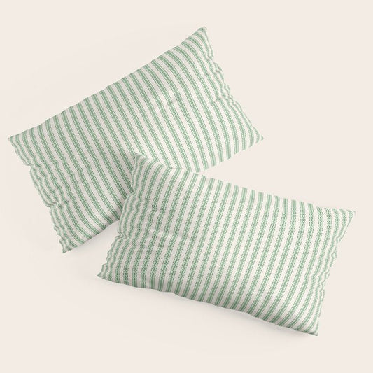 French Green Ticker Stripe Pillow Sham Gallery Image 2